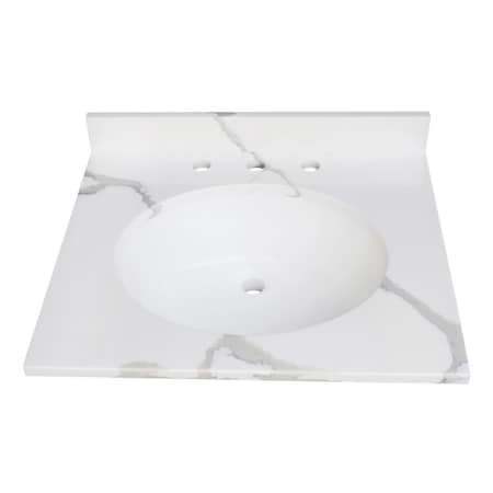 Kingston Brass 25-Inch Solid Surface Vanity Top, 8" Faucet Drillings KVPB2522L38