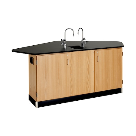 Diversified Spaces Workstation, Oak, Wood Frame, 88 in W, Red 2944K