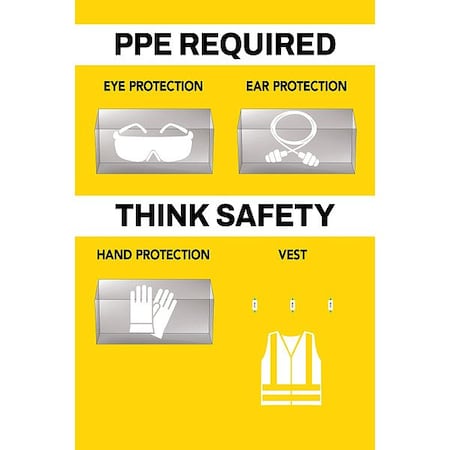 Visual Workplace PPE Shadow Board, Yellow, 24 in H 30-1910-3624-P31801