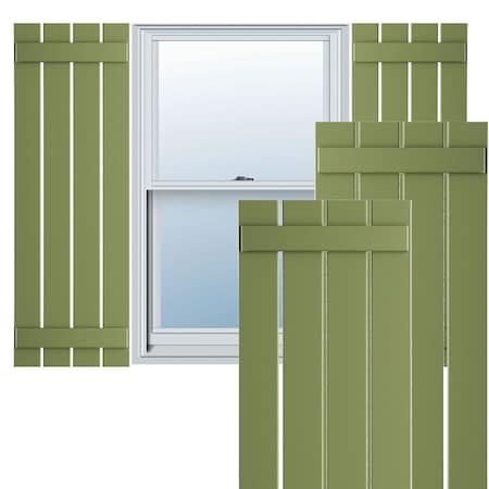 Ekena Millwork True Fit PVC Four Board Spaced Board-n-Batten Shutters, Moss Green , 23W x 72H, PR TFP101SBF23X072MG