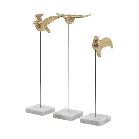 Homeroots Set Of Three Gold Bird Sculptures, 3PK 392411