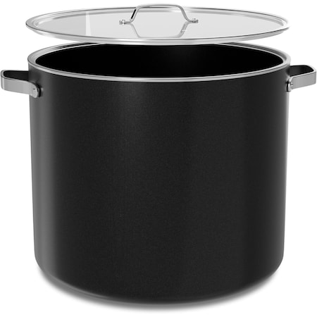 Bakkenmaster 16-Qt Ceramic Coated Stock Pot with Lid, Nonstick, Oven Safe, PTFE and PFAS Free, Black BKCRSTKPTBL16KK