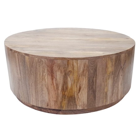 Homeroots 42" Natural Solid Wood Round Coffee Table 493314
