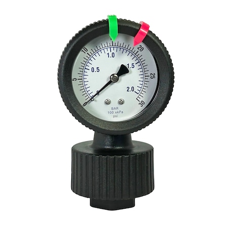 Kodiak Controls Polypropylene Pressure Gauge, Viton Diaphragm, 1/2 in NPT, 2.5 in Dial, 0-30 PSI KC701LD-2S25-30