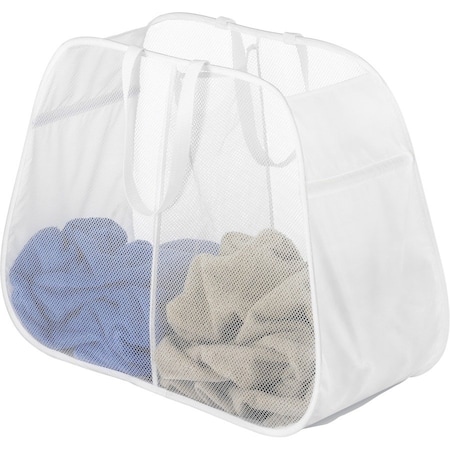Whitmor Pop N' Fold White Duramesh Nylon Hamper 6233-4103-WHT