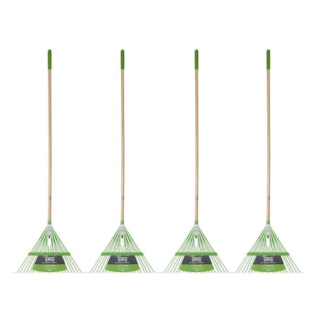 Ames 54 in. Wood Handle Steel Leaf Rake, 22-Tine, 4-Pack 10000-07602