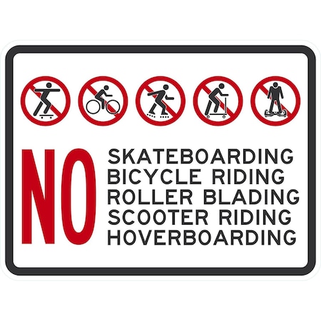 Lyle No Skateboarding, Bicycle Riding, Roller Blading, , 24x18, High Intensity Prismatic, White G-12010-HI_24x18