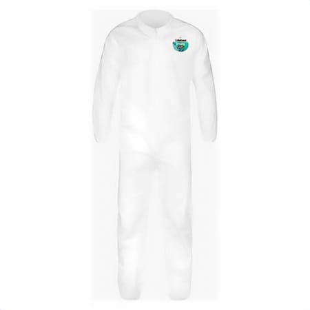 Lakeland Disposable Coverall with Elastic Ankle and Elastic Wrist, X-Large, White, Economy SMS Fabric E8417-XL