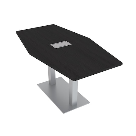 Skutchi Designs Hexagon Conference Table With Power, 36 in W, 60 in L, Black HAR-HEX.IR-36X60-DOU-U999ST19-ESIL