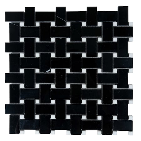 Apollo Tile Black Basket Weave With White Dots 5 sq.ft 12 in. x12 in. Marble Mosaic Tile, 5PK APLTX99B30PEC54