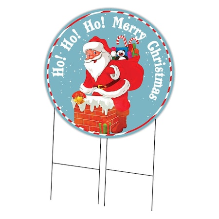 Signmission Corrugated Plastic Sign With Stakes 36in Circular-Ho Ho Ho C-36-CIR-WS-Ho ho ho