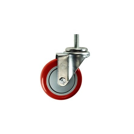 Service Caster 4 Inch SS Red Polyurethane Wheel Swivel 12mm Threaded Stem Caster SCC SCC-SSTS20S414-PPUB-RED-M1215