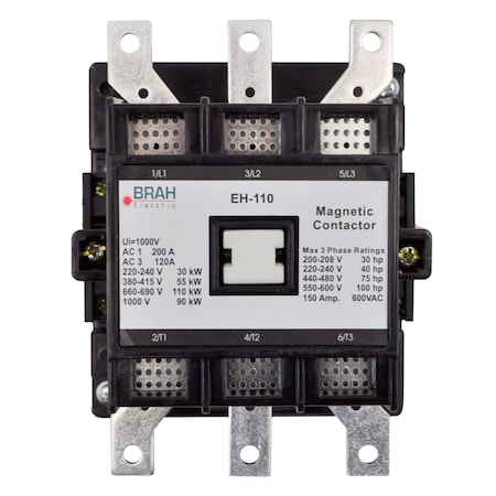 Brah Electric , Replacement 120A 600V 3P with 24VAC Coil for EH Series Contactor EH-110-30-22AA BEH-110-30-22AA