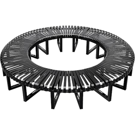 Global Industrial Outdoor Curved Bench, Steel Slat, Full Circle, Black 348135BKF