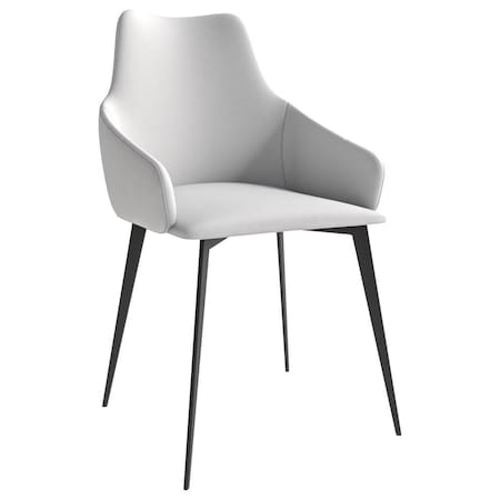 Leisuremod Sonnet Modern Dining Chair in Coconut White Fabric and Iron Legs SC51W