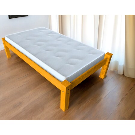 Homeroots Yellow Solid Wood Twin Bed Frame 546605