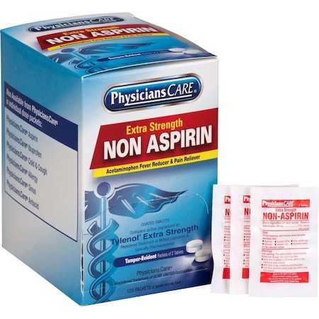 Physicianscare Single Dose NonAspirin Pain Reliever, White, 125PK ACM40800