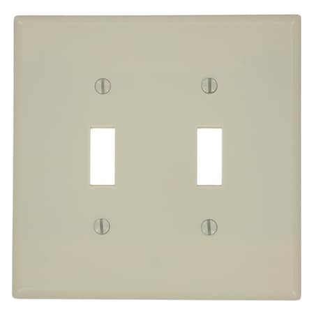 Leviton Switch Wallplate, Midway Size, Gang 2, Ivory 80509-I