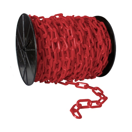 Mr. Chain 2" x 100' Red Heavy Duty Plastic Safety Chain - Reel 51105