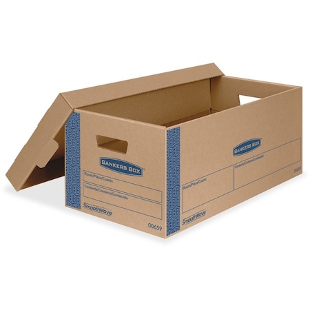 Smoothmove 24 in x 12 in x 10 in Moving Box, Kraft, Blue Printing, Kraft Corrugated Board, Double Wall, 32 ECT 0065901