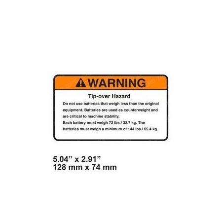 Mec REPLACEMENT DECAL, Tip Over Hazard 42493
