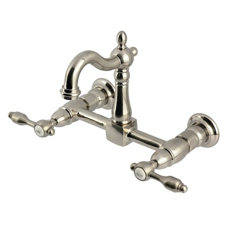 Kingston Brass Two-Handle Wall Mount Bridge Kitchen Faucet, Brushed Nickel KS2448TAL