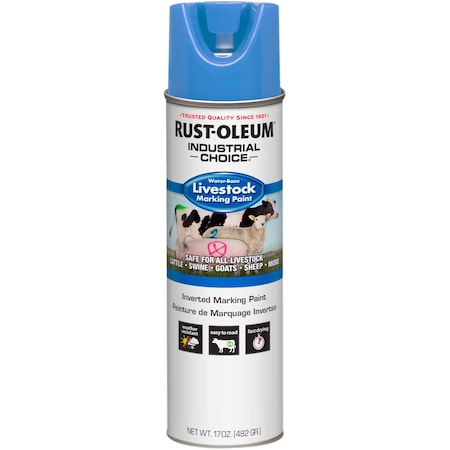 Rust-Oleum Livestock Marking Paint, Fluorescent Blue, Water, 17 Oz 383019
