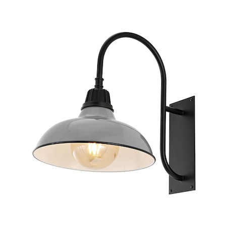 Jonathan Y Stanley 12.25" 1-Light Farmhouse Industrial Iron LED Gooseneck Arm Outdoor Sconce, Gray JYL7614D