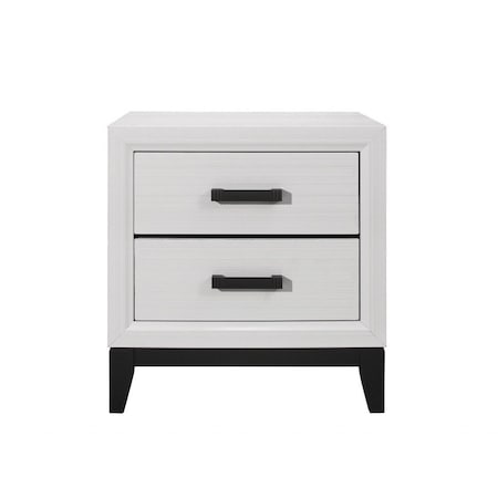 Homeroots 25" White Wood Two Drawer Nightstand 478610