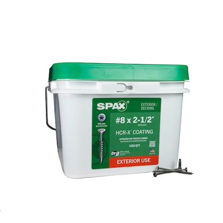 Spax #8 x 2-1/2 in Exterior Wood Deck Screws Construction Flat Head T-Star Plus Bulk Pail, 1500PK 3191670400600