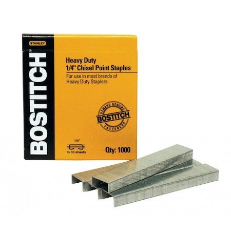 Bostitch Heavy Duty Premium Staples, 2-25 Sheets, 0.25 Inch Leg, 1,000 Per Box SB351/4-1M