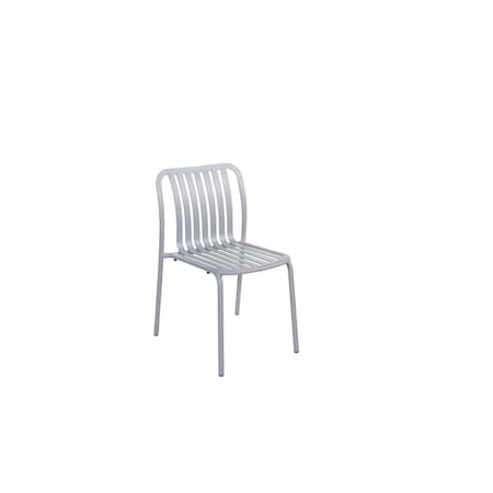 Bfm Seating Key West -  Vertical Slat Stacking Side Chair - Powder Coated Aluminum - Soft Gray PHKWSC-SG