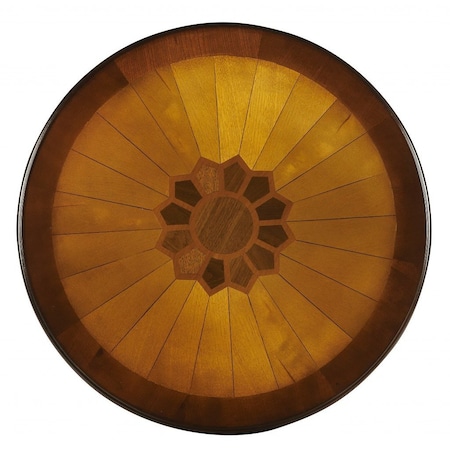 Homeroots 24" Brown Solid Wood and Wood Round End Table With Drawer 383212