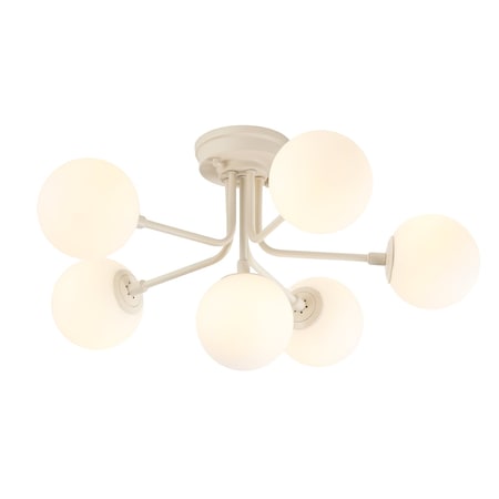 Jonathan Y Olivier Parisian 24" 6-Light Globe Modern Industrial Iron Bistro LED Semi Flush Mount, Almond JYL9542C