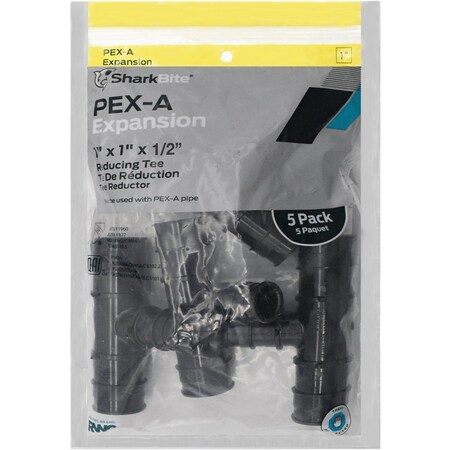 Sharkbite 1''x1''x1/2'' Poly Reducing PEX-A Tee, 5PK UA415Z5