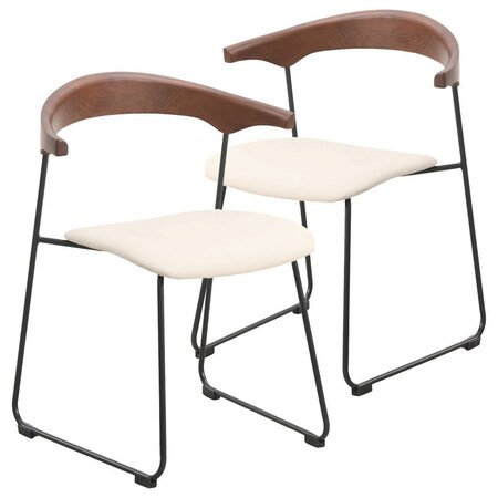 Leisuremod Lyra Collection Modern Chair in Walnut Color back and Taupe Seat, 2PK LCWB-41TP2