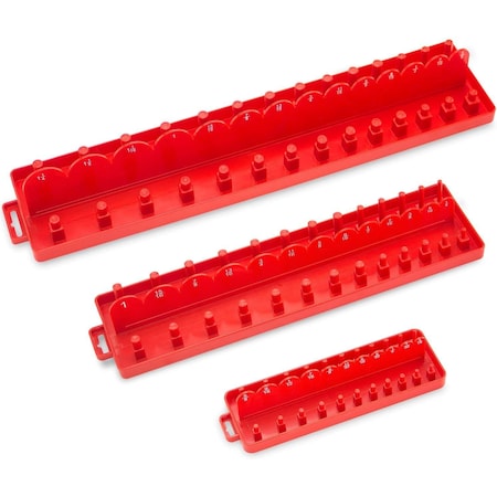 Neiko Socket Set Tray Organizer Case with Double Rows, 3 Piece, 0.25 in, 0.375 in, and 0.5 in Drive 03965A