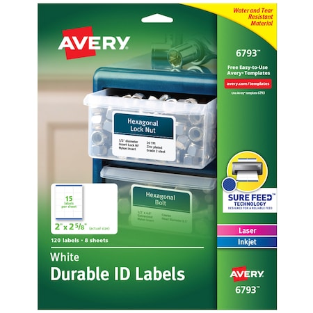 Avery Durable Easy Peel ID Labels, Sure, PK120 6793