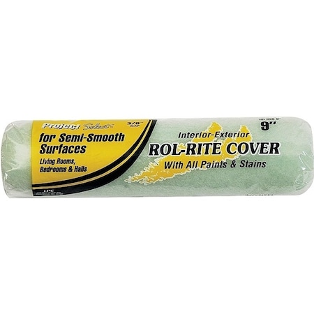Linzer Paint Roller Cover, 3/8 in Thick Nap, 9 in L, Knit Fabric Cover, Green RR 938
