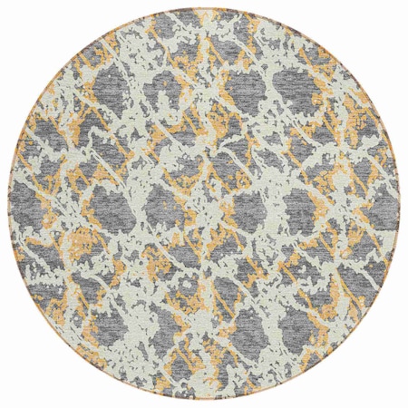 Homeroots 8' Gray And Ivory Round Abstract Washable Indoor Outdoor Area Rug 614163