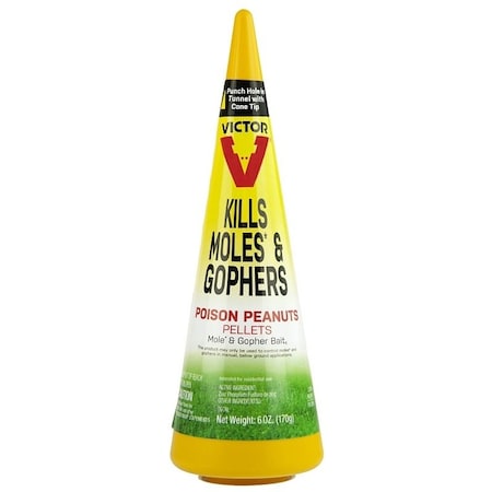 Sweeneys Victor Mole and Gopher Poison Peanut, Granular, Solid, Garlic, BlackDark Gray, 6 oz Container M6006