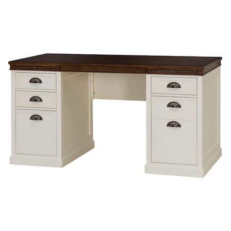 Sunjoy 58in Richland Double Pedestal Desk, Home Office Computer Desk Work Station G104004700