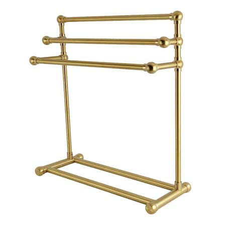 Kingston Brass 28" Freestanding Pedestal 3-Tier Towel Rack, Brushed Brass SCC8237
