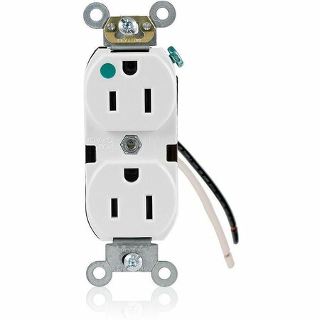 Leviton Leaded Dup Rec HG 15A 125V Self-Gr Wht 8200-CW