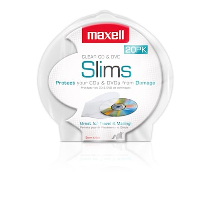 Maxell CD-356 CD/DVD SOFT PLASTIC SHELL CASES, CLEAR 20PK 190900od