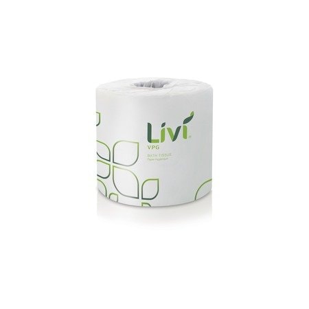 Livi VPG Bath Tissue - 2 Ply - 400 Sheets/Roll - Leaf Emboss Pattern - White - Fiber - 96 Rolls Per, 96PK 21722