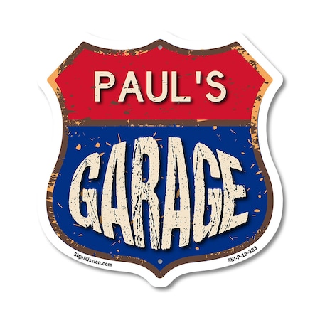Signmission Paul's Garage, 12 Inch X 12 Inch, Plastic Sign SHI-P-12-383-PAUL