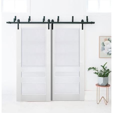 Sartodoors Sliding Closet Barn Bypass Doors White Solid Core Modern Interior VEREGIO7411BBB-WS-36