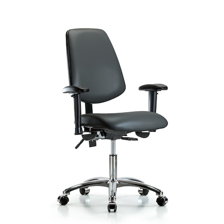 Blue Ridge Ergonomics Vinyl Chair, Vinyl, Adjustable Arms BR-VDHCH-MB-CR-T0-A1-CC-8823