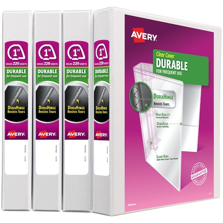 Avery Durable View 3 Ring Binders, 1 in, PK4 17575